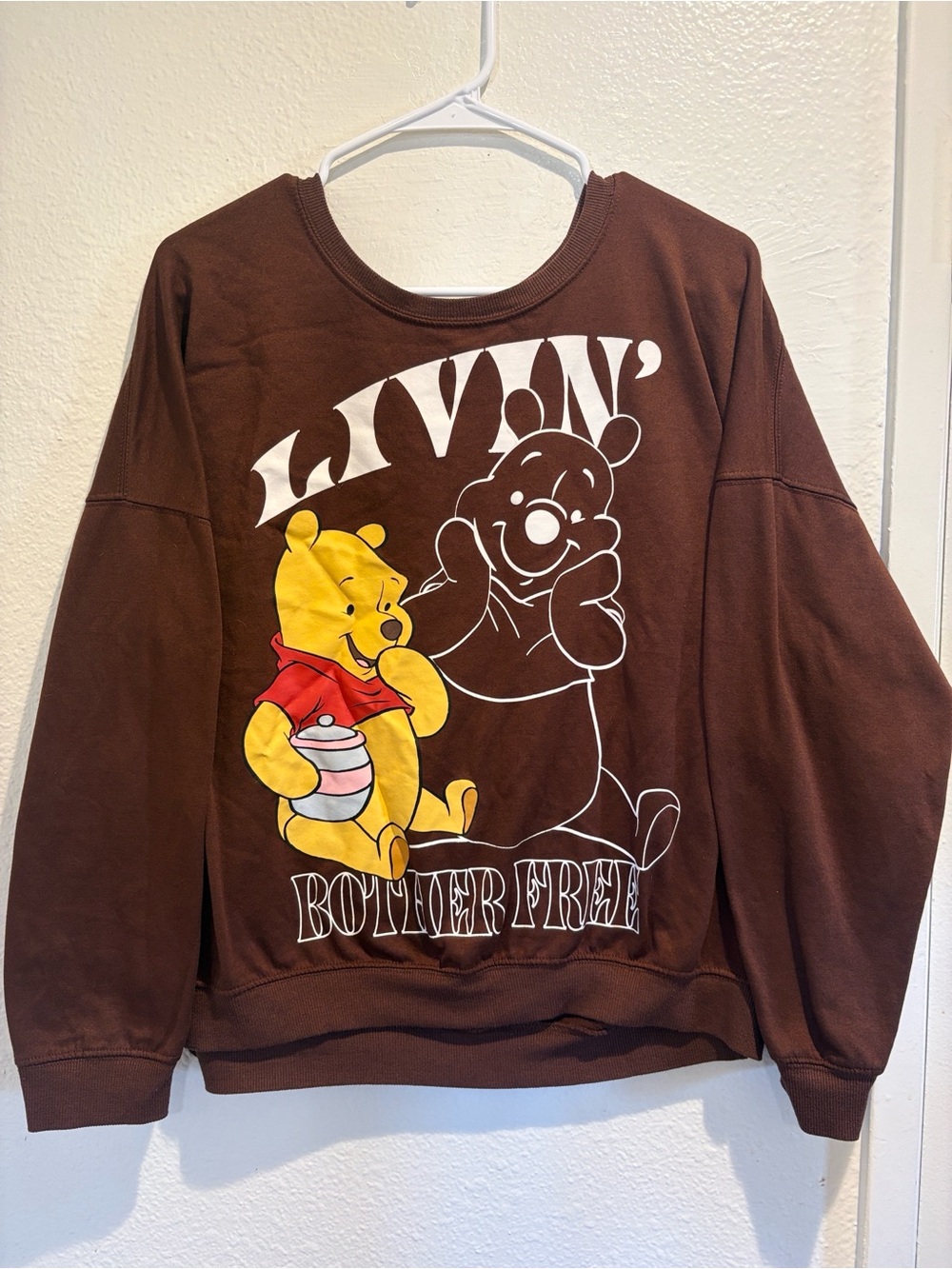 🍯Disney Winnie the Pooh "Livin' Bother Free" Brown Oversized Crewneck XXL 🐻✨